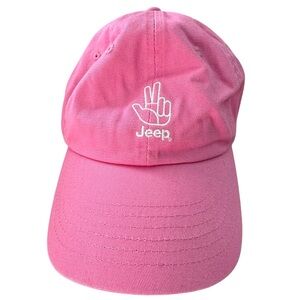 Jedco Jeep Wave Embroidered Women's Baseball Hat Pink Cotton Hook&Loop Back EUC